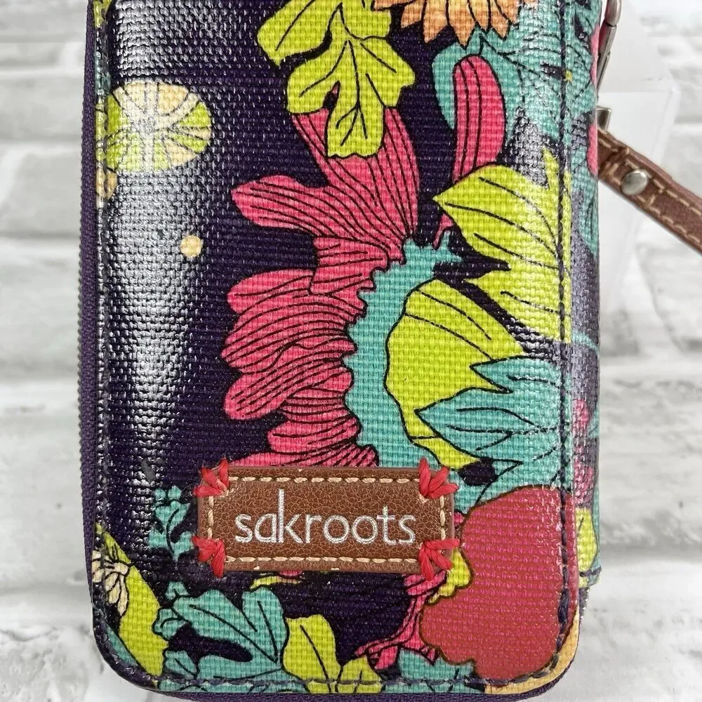 Sakroots Artist Circle Colorful Peace Flower Power Wallet Smartphone Bag